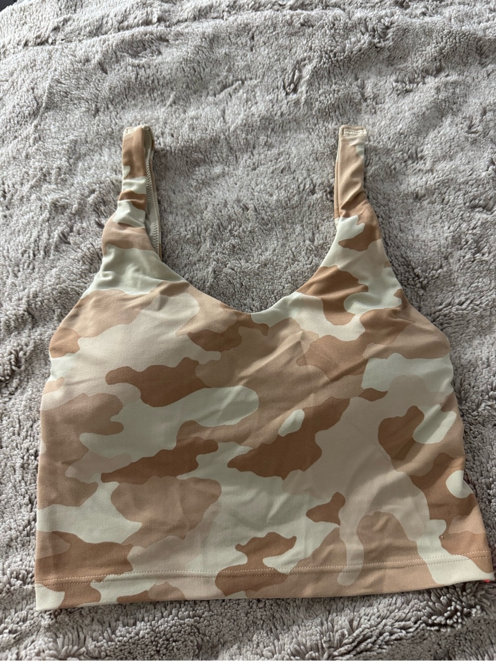 Neutral Camo Crop Cami Top - Beige/Tan